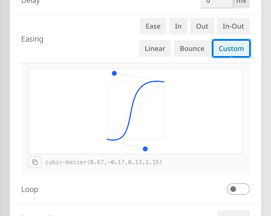 Custom cubic bezier curve editor