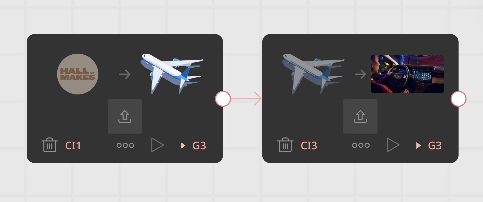 Two chained Change Image components showing the previous change as before