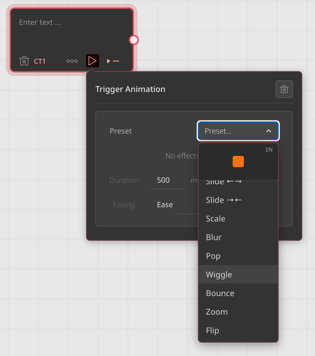 Change operator with Trigger Animation panel