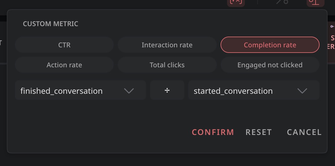 Pick metrics and an operator, or choose a preset chip