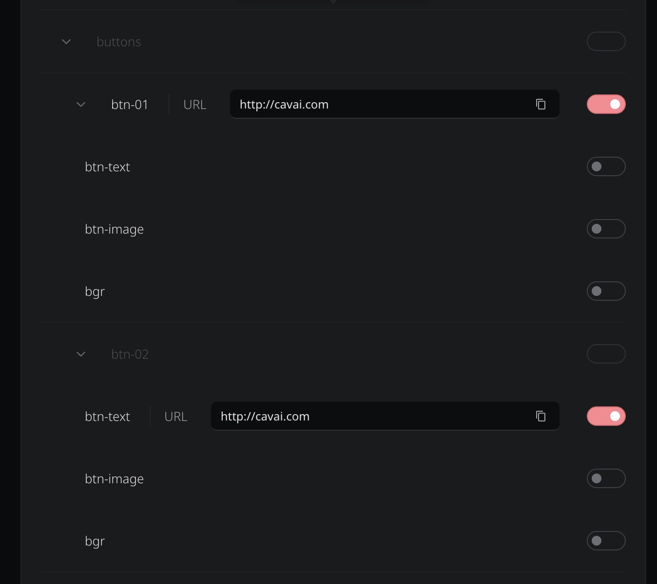 Groups in the delivery clickthrough list with collapsible nesting